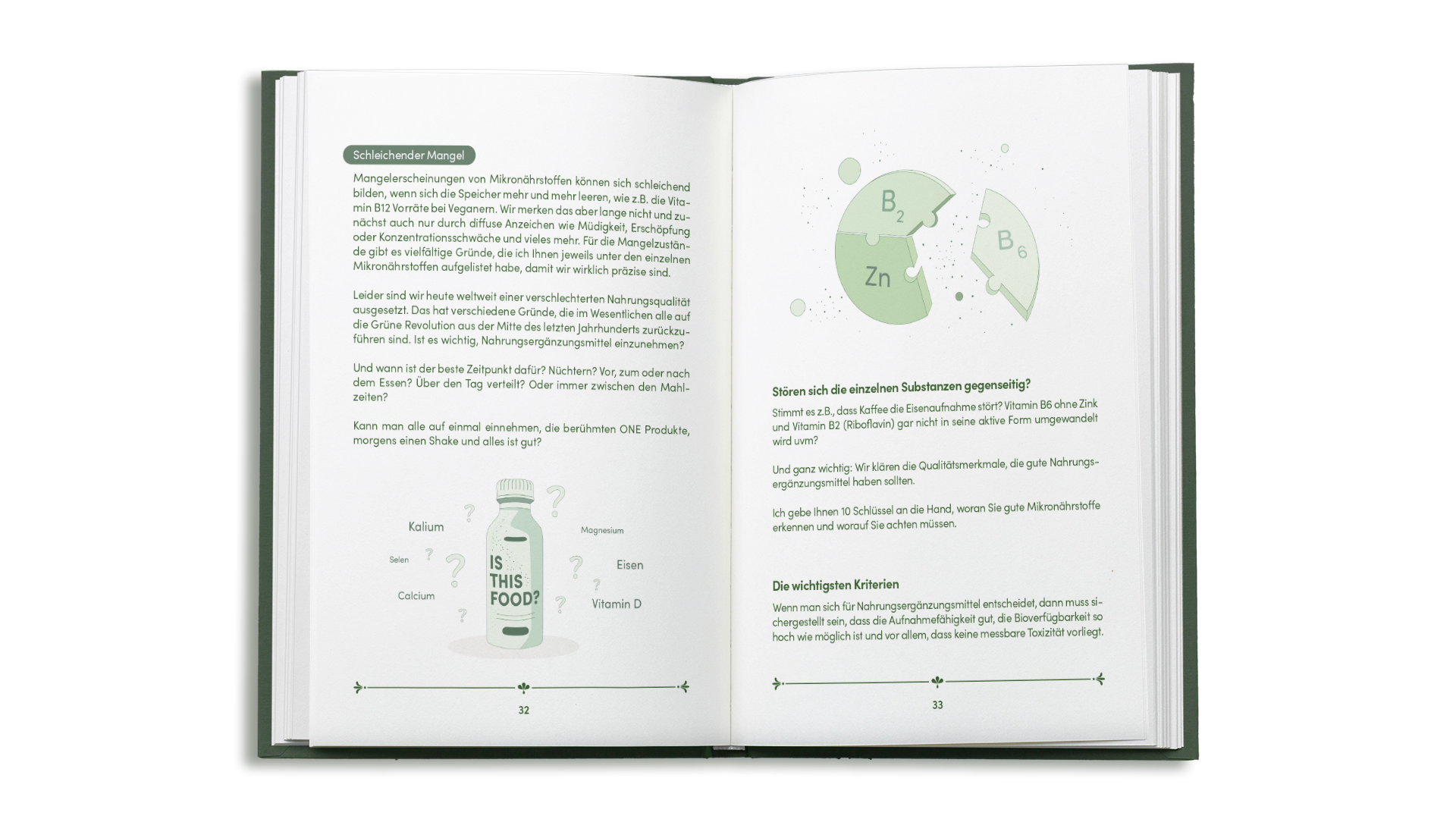 Offenes Buch mit Informationen über Mikronährstoffe.