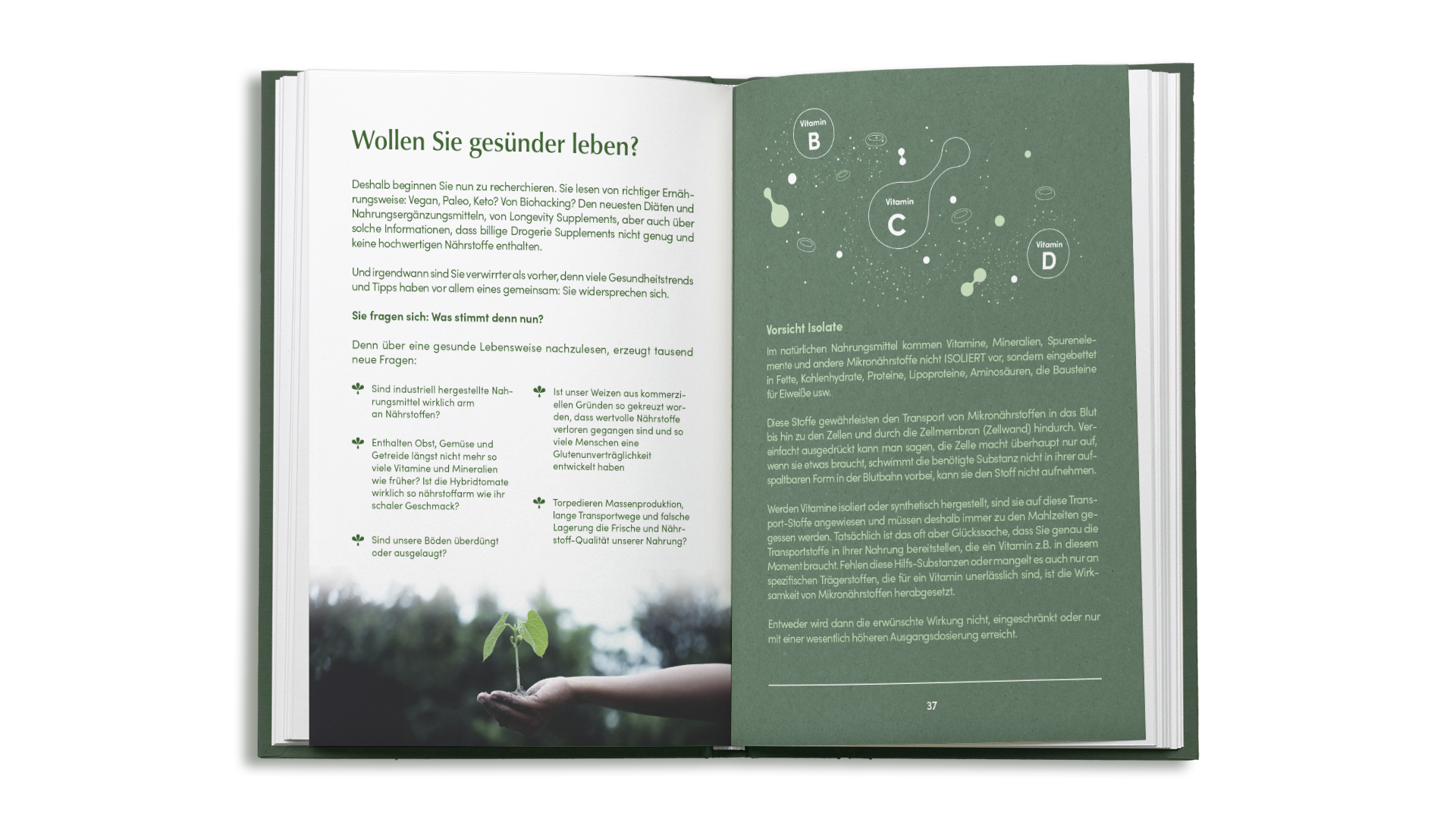 Offenes Buch mit Tipps für gesünderes Leben.