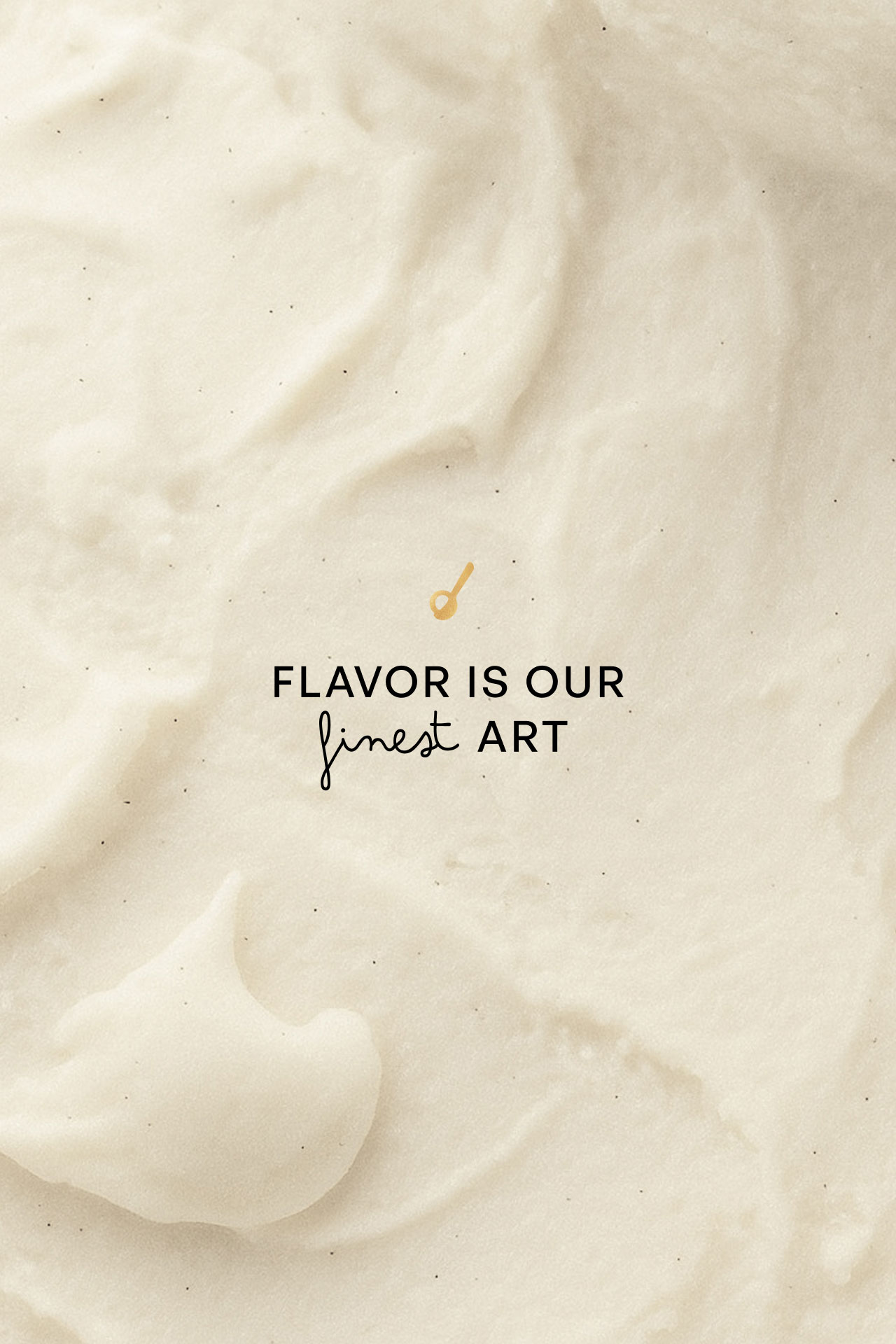 Textured creamy white mixture with overlaid text.