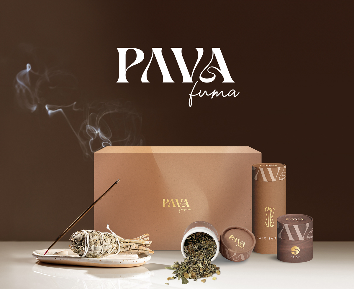 PAVA FUMA Produkte mit Räucherwerk und Verpackung.